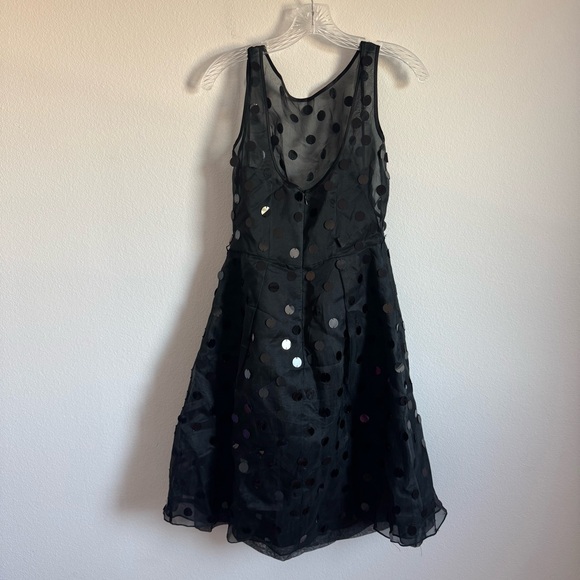 Theia Black Polka Dot Sequin Midi Dress Size: 4 - Picture 1 of 10